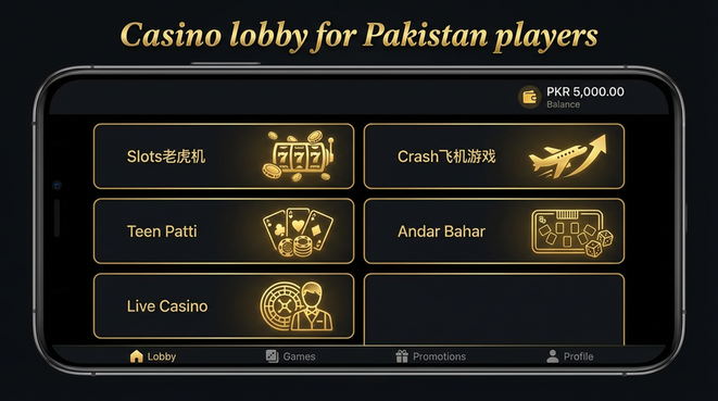 Lobby view of PKR99 for Pakistan users